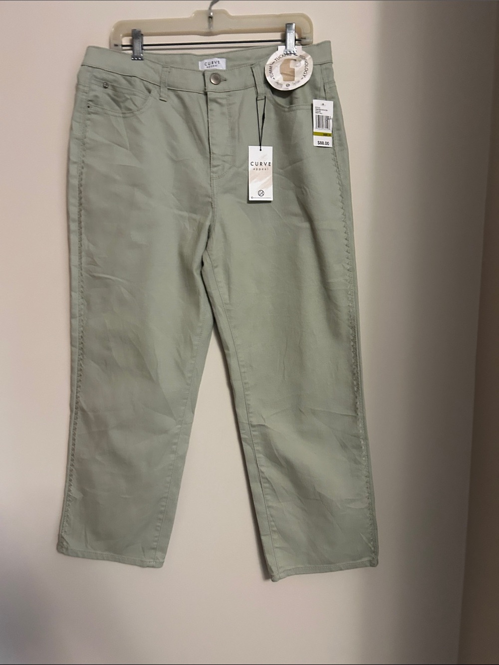 Curve Appeal Sage Green Casual Pants high rise straight leg size 14/32 new/tags